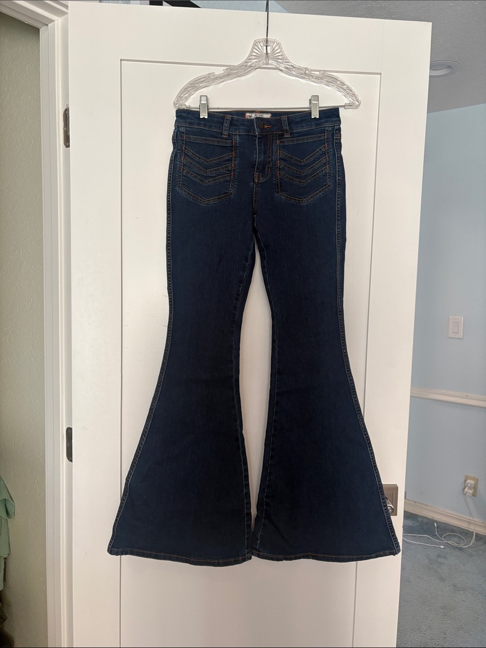 Free People Dark Indigo High-Rise Flare Jeans Sz 27